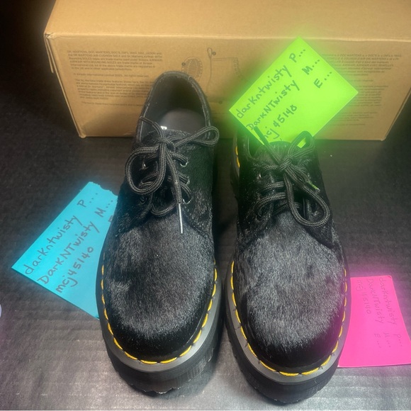 BNIB Dr.Martens 1461 QUAD BLACK CALF HAIR ON PLATFORM LOAFER UK3 US5 Big Kid 3 - Picture 2 of 12